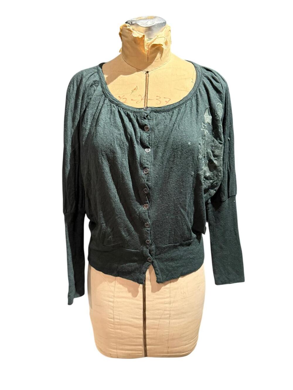 Jordi Labanda Dark Green Long Sleeve Button-Up Cardigan